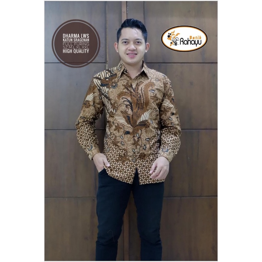DISKON BESAR DHARMA LAWASAN KEMEJA BATIK SOLO PRIA LENGAN PANJANG LAPIS FURING ATASAN PREMIUM MODERN