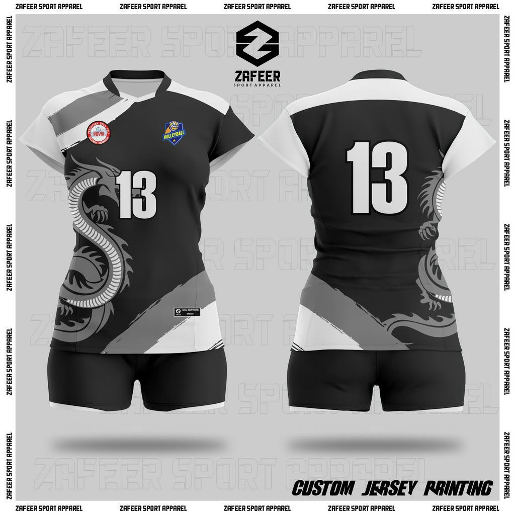 Baju Jersey Kaos Volley Voli Cewek Wanita Full Printing Tangan Pendek Stelan Atau Atasan Olahraga Pr
