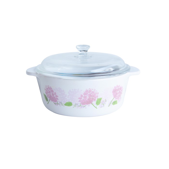 Luminarc Vitroline Panci Keramik Hortensia Pink 1L + Tutup Kaca