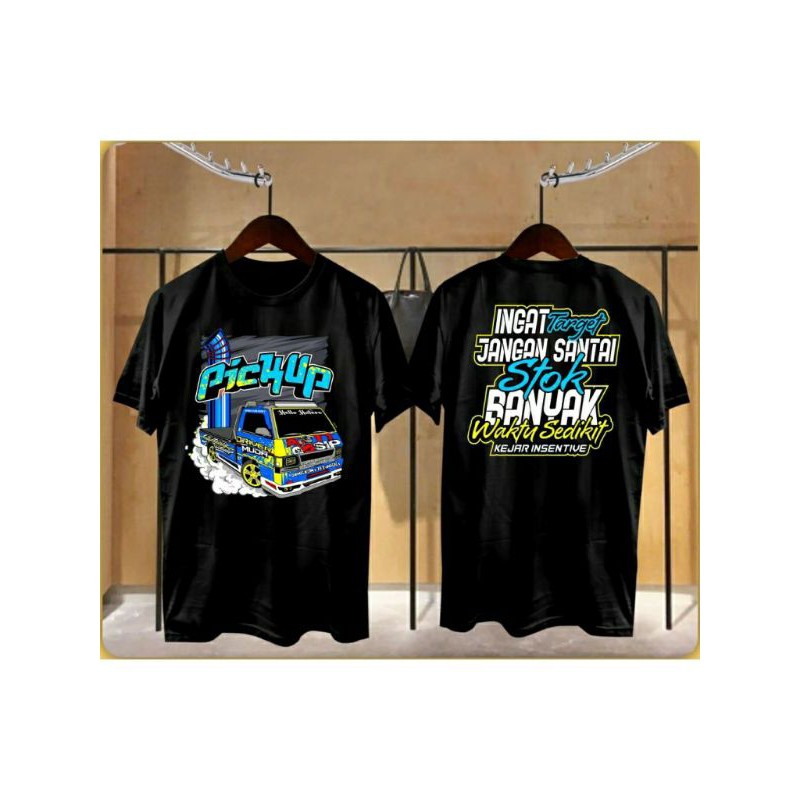 Fourfashion Kaos Pria Kaos Distro PICKUP TARGET Black FN209