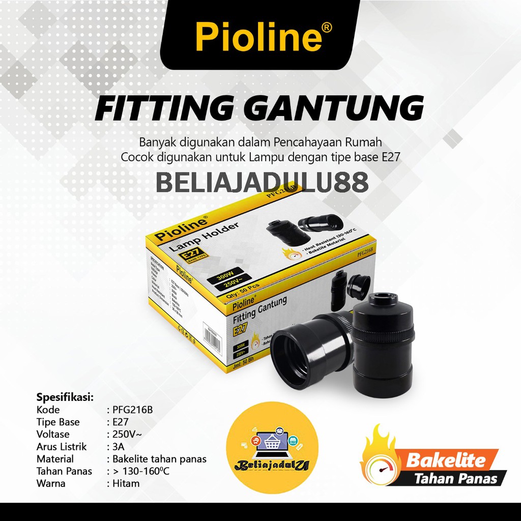 Beliajadulu88 Fitting lampu Gantung Hitam PIOLINE