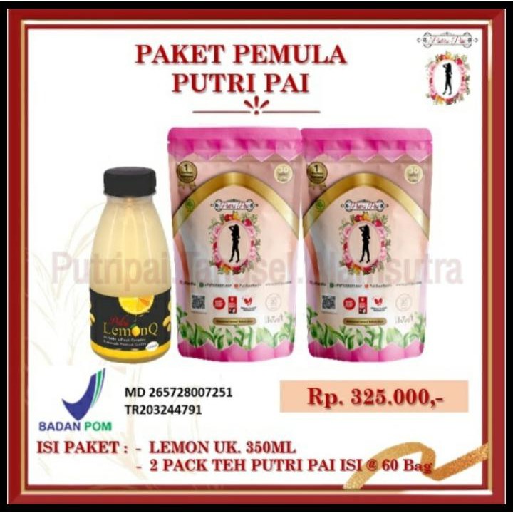 

Trial Pemula Putripai - Lemonq 350Ml + 2 Pack Teh Herbal (G/R/Mix) - Lemon + 2Tp