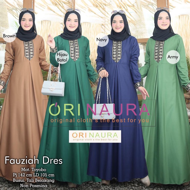 FAUZIAH dress gamis maxi longdress toyobo polos busui naura