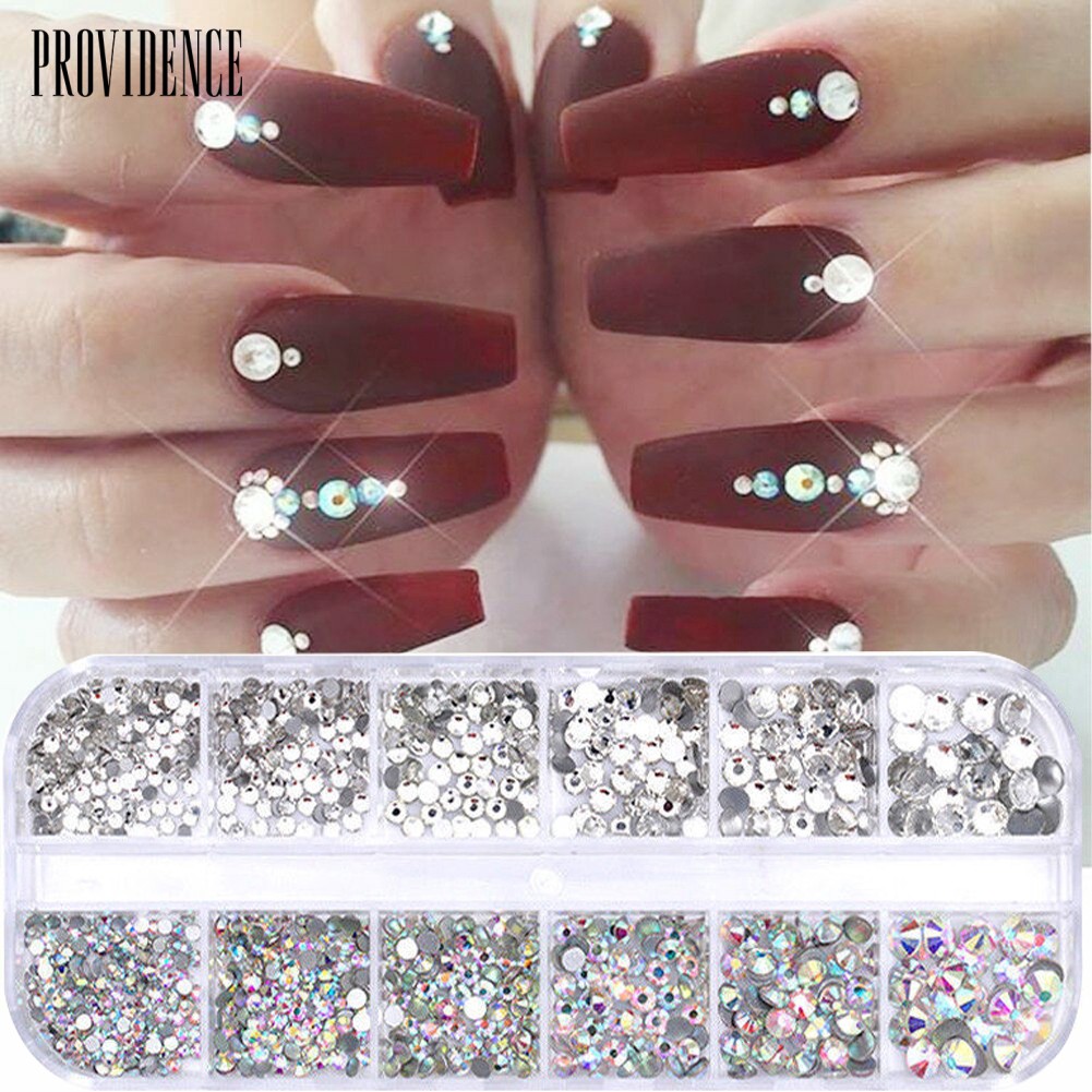 Providence 12 Grids Glitter Transparent Flat Rhinestone Mixed Shiny Jewelry Manicure