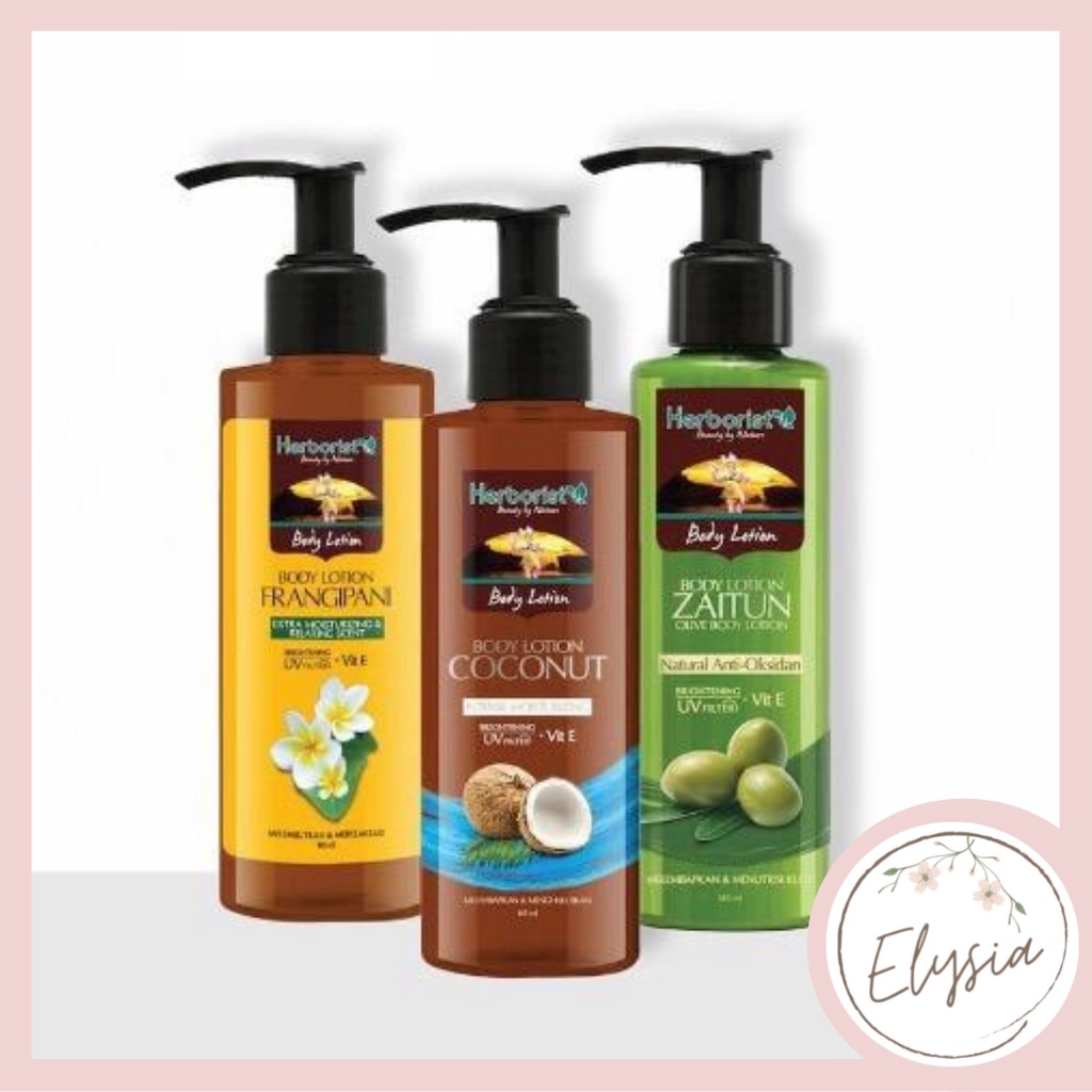 Herborist Body Lotion Zaitun | Coconut | Frangipani | Whitening UV Filter Herboris 145ml | Herboris