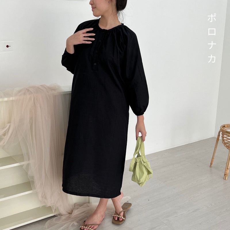 PORONAKA - UMA Longsleeve Linen Dress