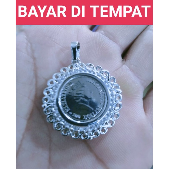 PROMO,,,, PERHIASAN TITANIUM WANITA DEWASA DAN REMAJA KALUNG LIONTIN KOIN UKIR LAPIS EMAS 24 K ANTI KARAT TERSEDIA WARNA GOLD DAN SILVER