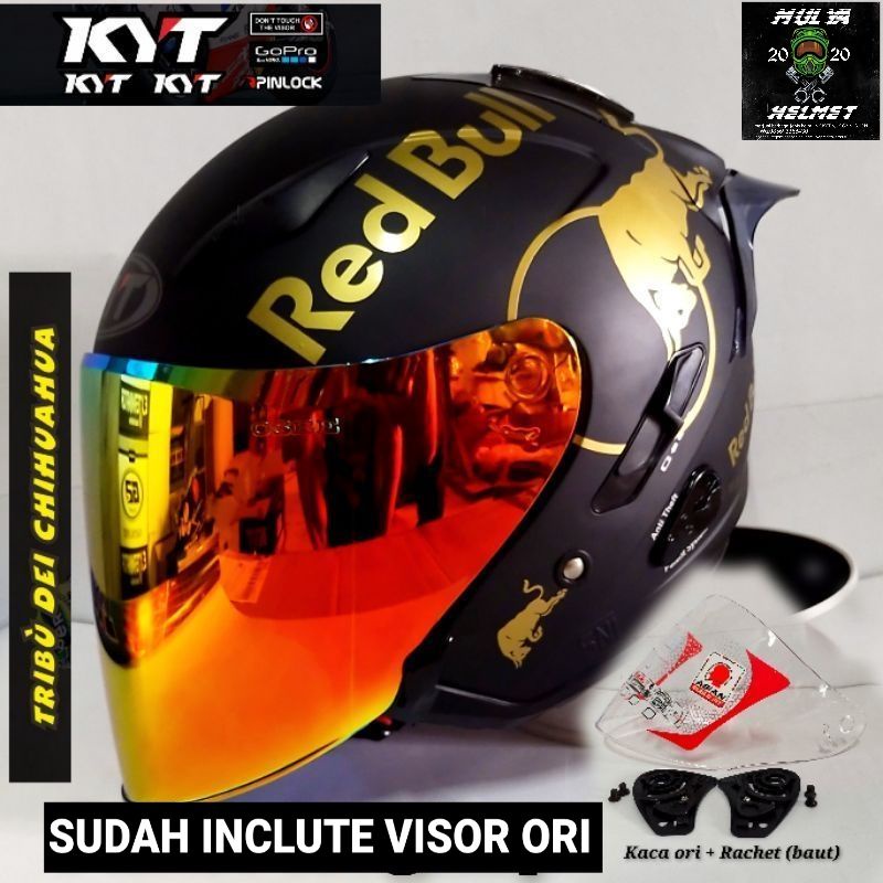 Helm Kyt Galaxy Flat R  Paket Ganteng RedBull ( Free Visor Original )