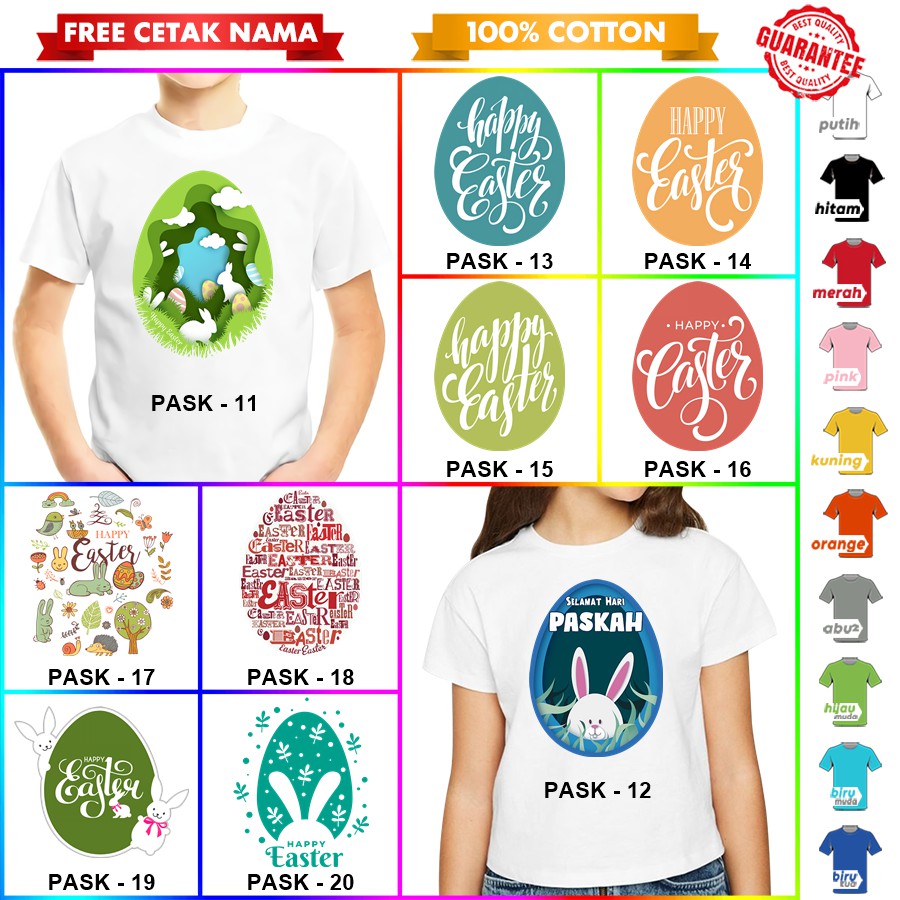 [FREE NAMA!!] Baju Kaos ANAK DAN DEWASA EASTER PASKAH BANYAK MOTIF