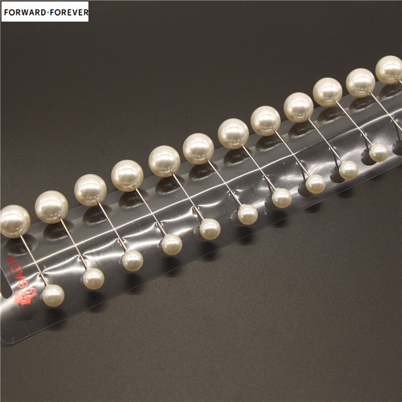 12pcs Pearl Double Head Fashion Beautiful Brooch Shawl Bandana Pin