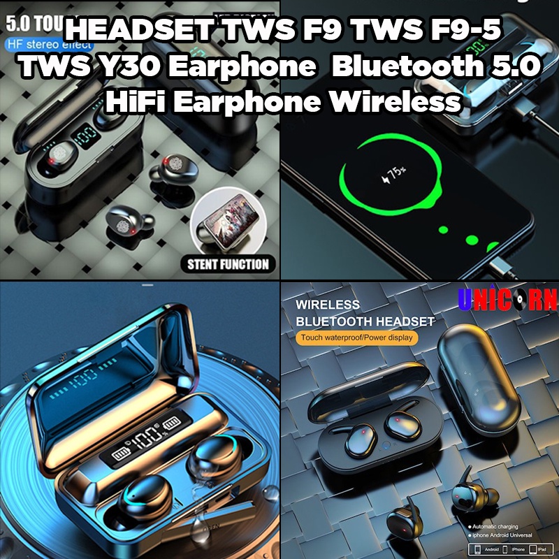 Headset TWS F9 TWS F9-5 TWS Y30 Earphone Bluetooth 5.0 HiFi Earphone Wireless Inpods Head phone