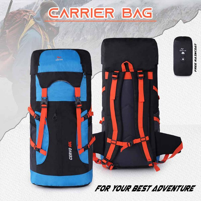 Carrier Bag | Tas Carrier 60 Liter Pria Wanita Terbaru | Tas Keril Carrel Gunung Outdoor Travelling Muncak Mudik Adventute Kapasitas Besar Bahan Cordura