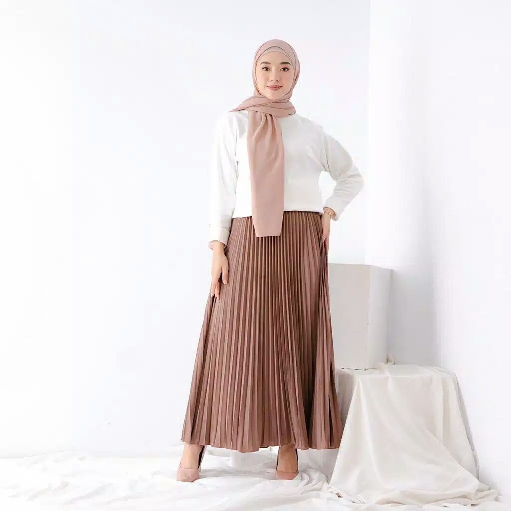 Rok Plisket Premium | Rok Plisket Polos Jumbo | Rok Plisket Polos