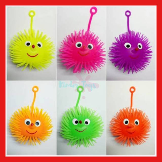 Mainan bayi Puffer Ball nyala, Bola karet Jellyfish