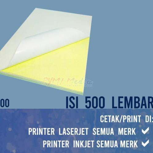 

➫ PROMO 500 lembar Stiker HVS A6 / Kertas Sticker Doff Matte 1 RIM A6 ➩