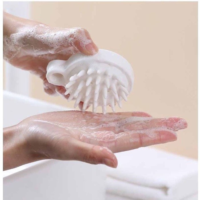 Sikat Sisir Keramas Bulat Silikon Sisir Keramas Putih