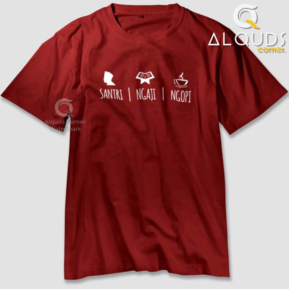 Kaos Dakwah Islami Premium SANTRI NGAJI NGOPI / Baju Distro Muslim Eksklusif / 3459-7