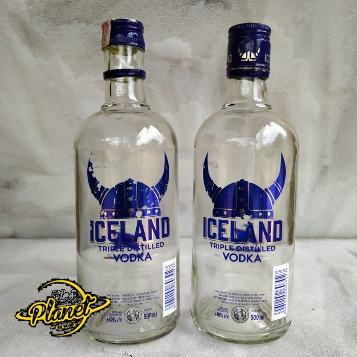Jual Botol Botol bekas minuman keras ice land vodka botol kaca Limited