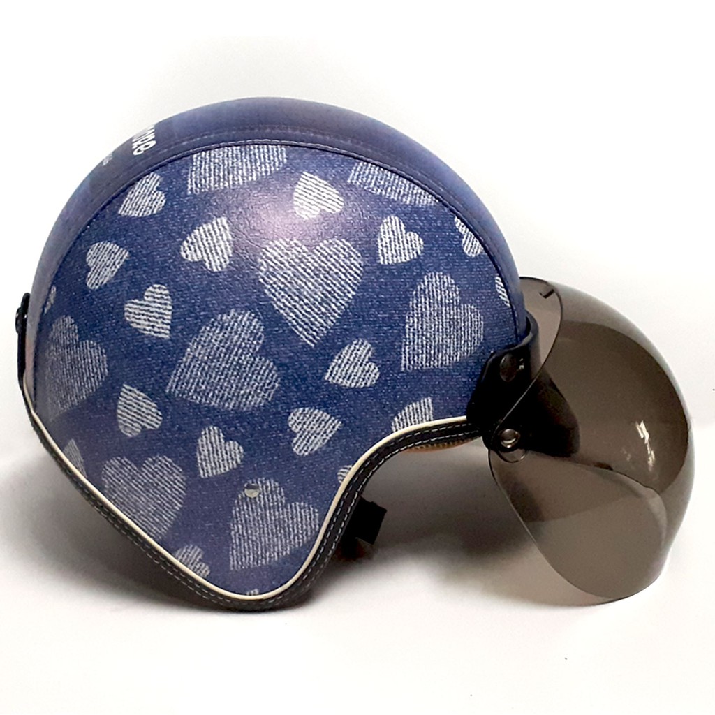 Helm bogo retro kulit dewasa full leher Dewasa Pria & Wanita Murah Helm Motif Jeans Levi's Allsize l