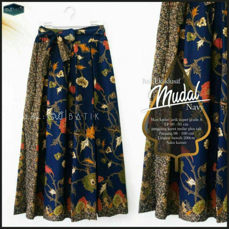 Mudal Rok batik payung panjang karet jumbo rok big size modern premium rok batik unggul jaya cibulan