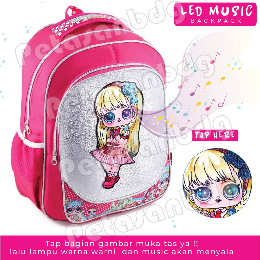 PTS - Ransel Sekolah Anak SD Perempuan Karakter LOL SURPRISE - Ransel Glitter LED MUSIC - ELEGANT LADY