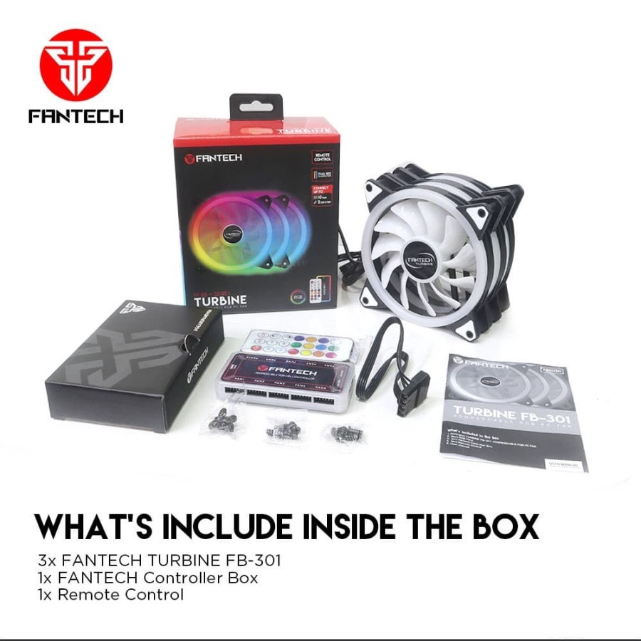 Fantech TURBINE FB301 Fan Casing RGB 12cm dengan Remote Control