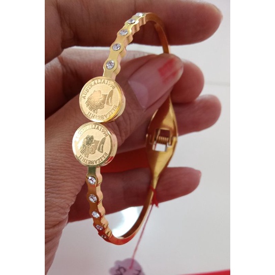 Gelang Titanium lapis emas 18k