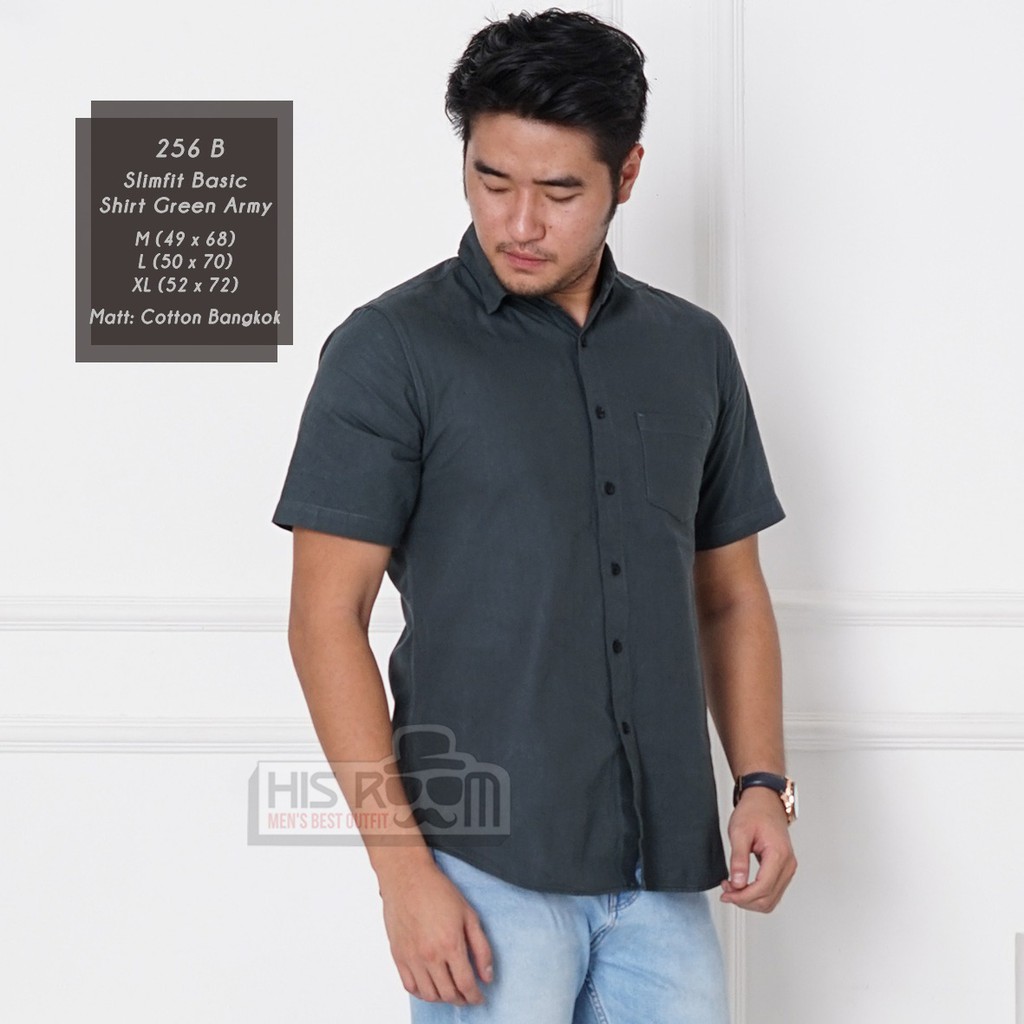 HSRM - Kemeja Polos Pria Lengan Pendek Kemeja Casual Pria Slimfit Basic Shirt Kemeja Cowok 256