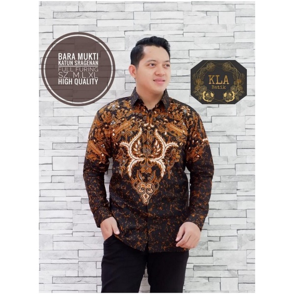 BARA MUKTI KEMEJA BATIK SOLO PRIA LENGAN PANJANG LAPIS FURING ATASAN PREMIUM MODERN KOPRI PGRI KLA  