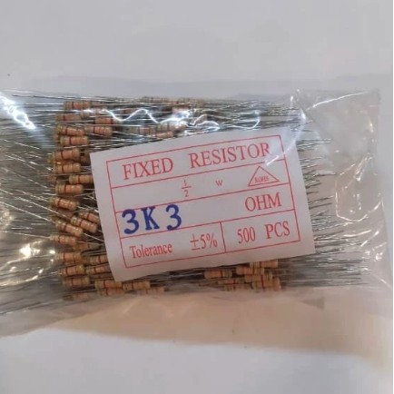 RESISTOR 1/2 watt 1 OHM / 3K3 HARGA PER 500PCS