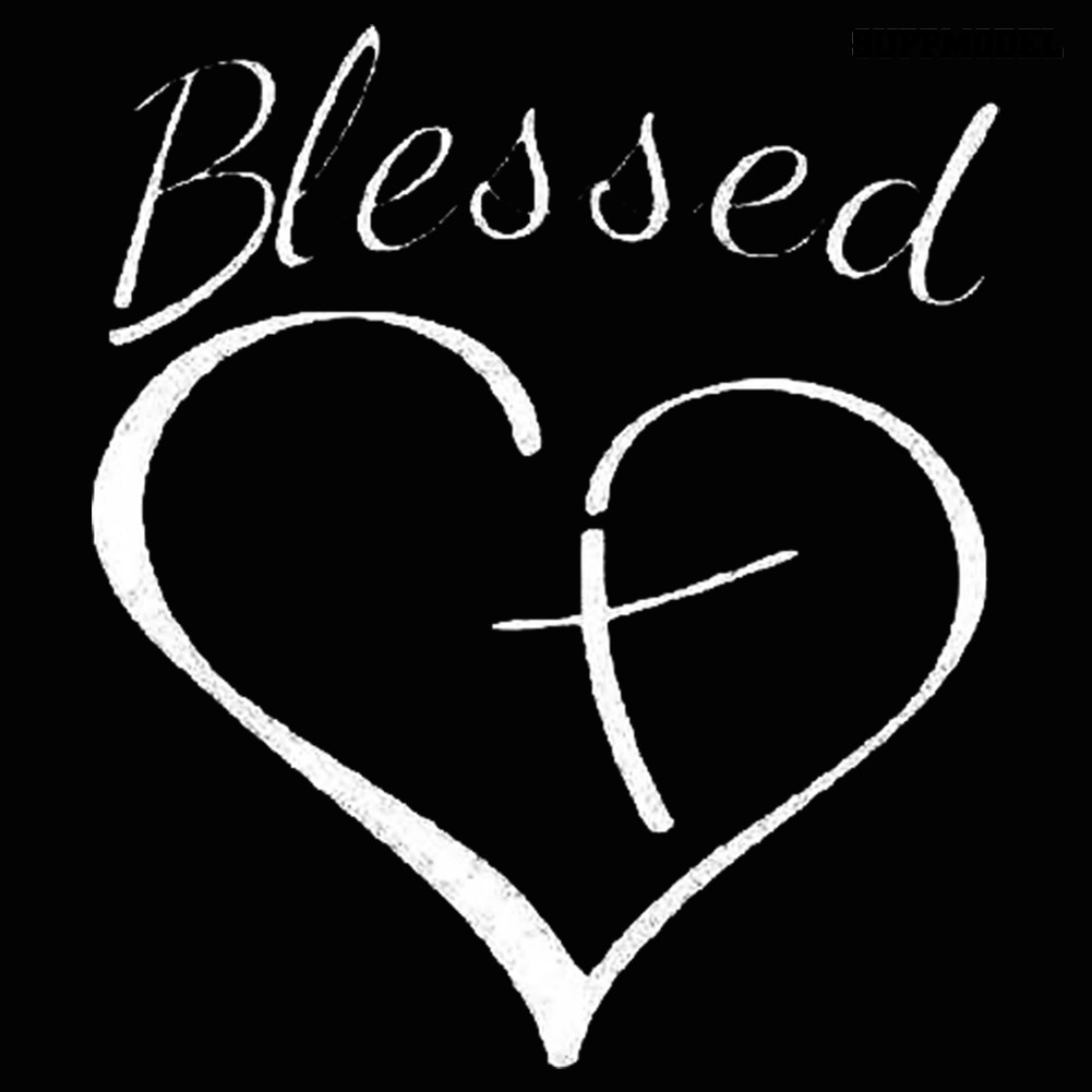 Supmodel Blessed Heart Cross Car Truck Vehicle Body Window Reflective Decal Sticker Decor