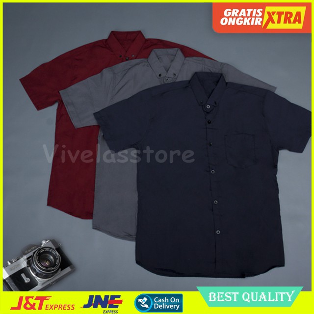 KEMEJA PRIA HEM LENGAN PENDEK PANJANG POLOS COWOK KASUAL COWO DISTRO CASUAL FORMAL KANTOR MURAH PRIA