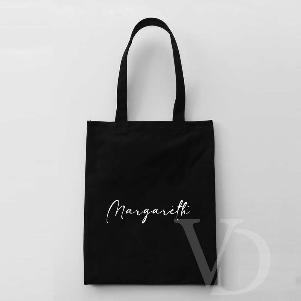 tote bag kanvas custom nama / tote bag hitam quotes hari hari