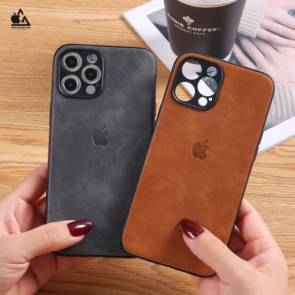 Soft Case Leather Kulit IPHONE 11 PRO 11PROMAX 12 PRO 12 PROMAX 7 8 SE2 13 PRO 13 PROMAX XR X 7+ XS MAX 8+ X 6 6+ Softcase Bahan Kulit With Logo Silicone Silikon Hardcase