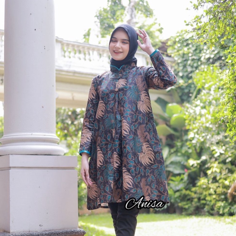 Batik Alina Tunik Batik Baju Batik Wanita Modern Atasan Batik Kerja Wanita Blouse Batik Kantor Seragam Batik M L XL XXL