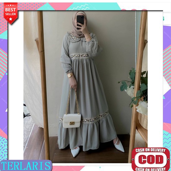 Baju Gamis Wanita Muslim Alyssa Dress Kotak Set Maxy Fashion Perempuan Dewasa Remaja Cewek Putri Ibu