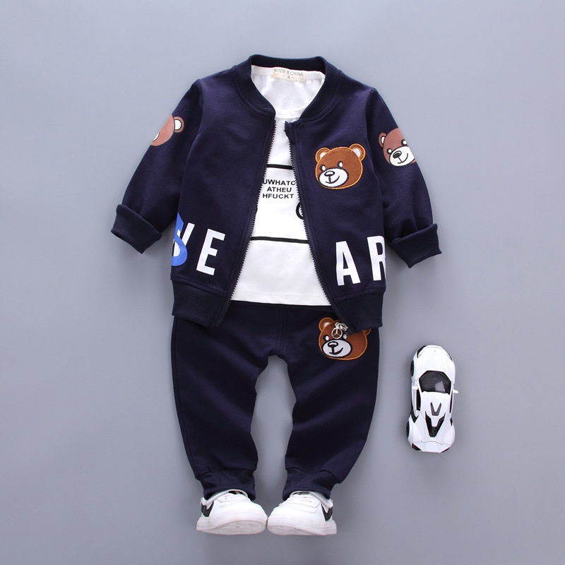 CG SSL34-Setelan Set 3in1 Anak Laki Tshirt+Celana+Jaket Bear