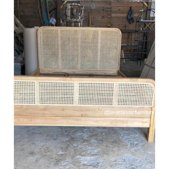 DIPAN TEMPAT TIDUR ROTAN MINIMALIS RANJANG ANAK VINTAGE BAHAN KAYU JATI UKURAN 120,160,180,200 meter-5
