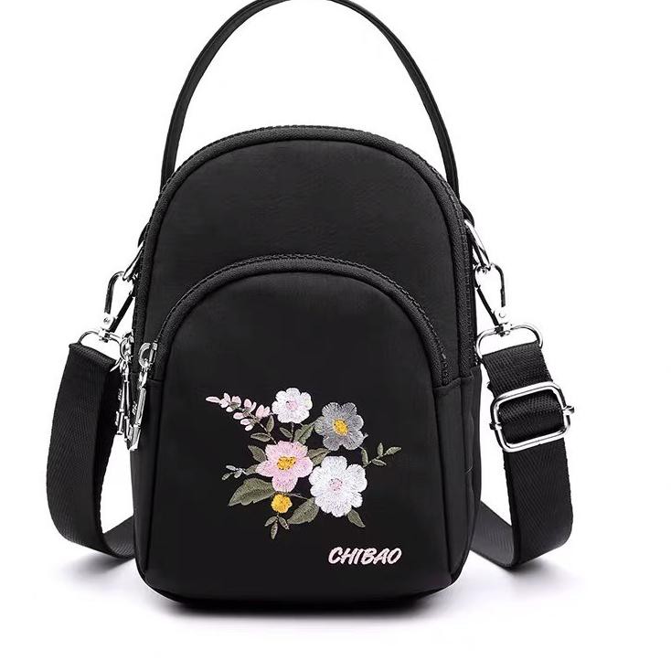 Tas Wanita Import Jinjing dan Selempang CHIBAO Mini CB8186 8186 Y332 Bordir Bunga Parasut Super ☞