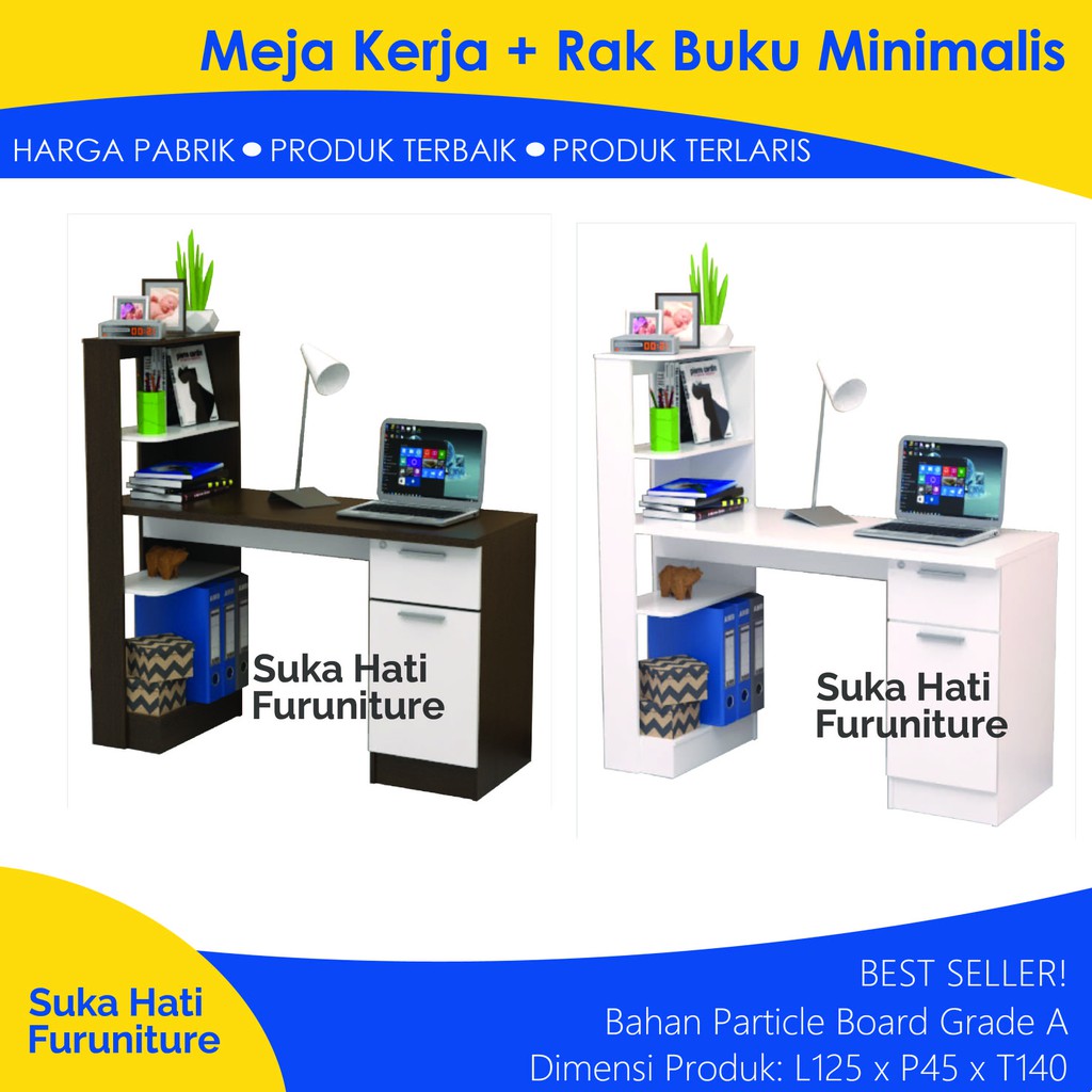 MEJA KANTOR  / MEJA BELAJAR TULIS KANTOR / RAK BUKU / MEJA KERJA