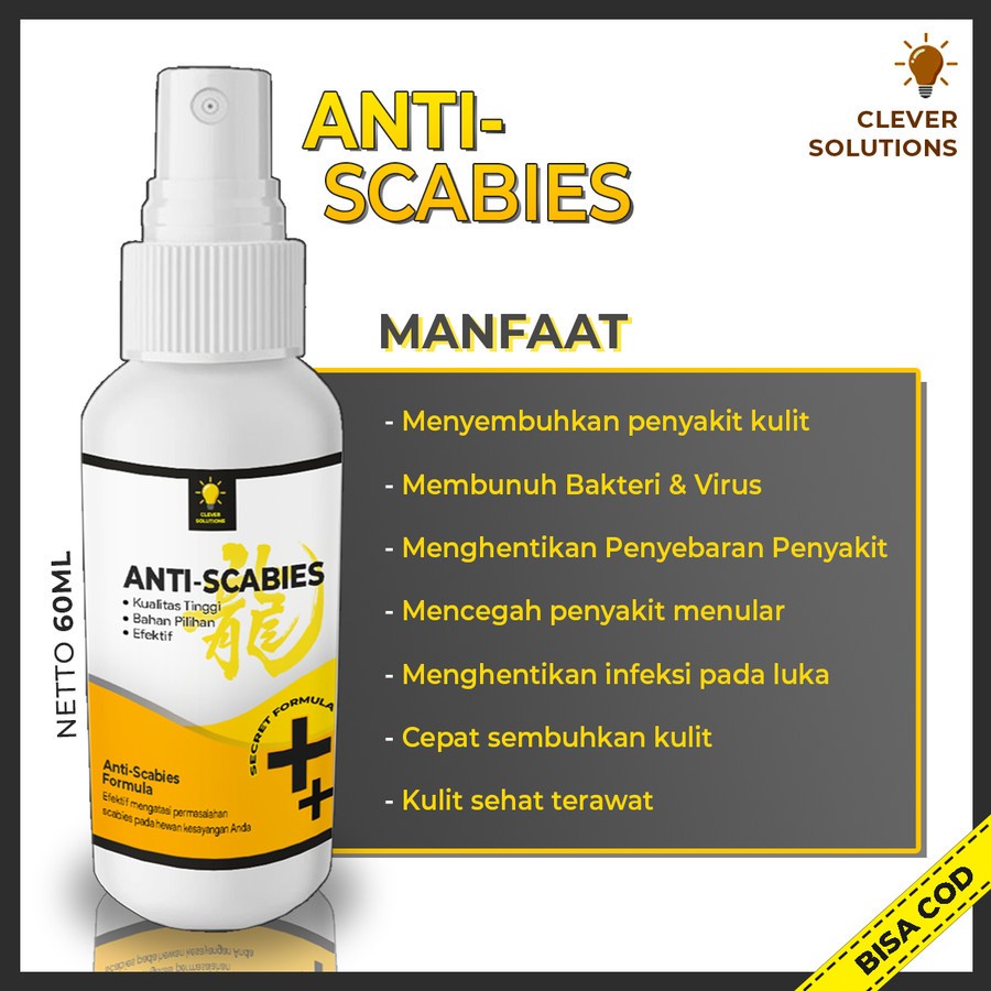 ANTI SCABIES Obat Jamur Kucing Obat Kulit Scabies Demodex Impetigo Jamur Kutu Parasit Cacing Hati Gatal Kulit 60ml