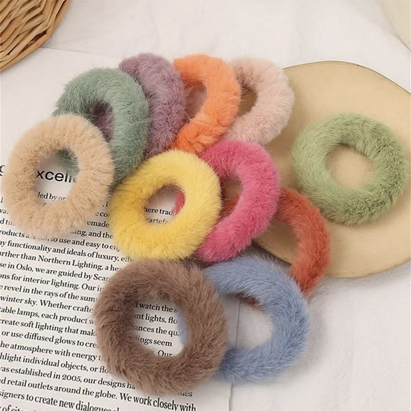 IKAT RAMBUT SCRUNCHIE BULU LEMBUT KARET CEPOL WANITA RASFUR ALA KOREA