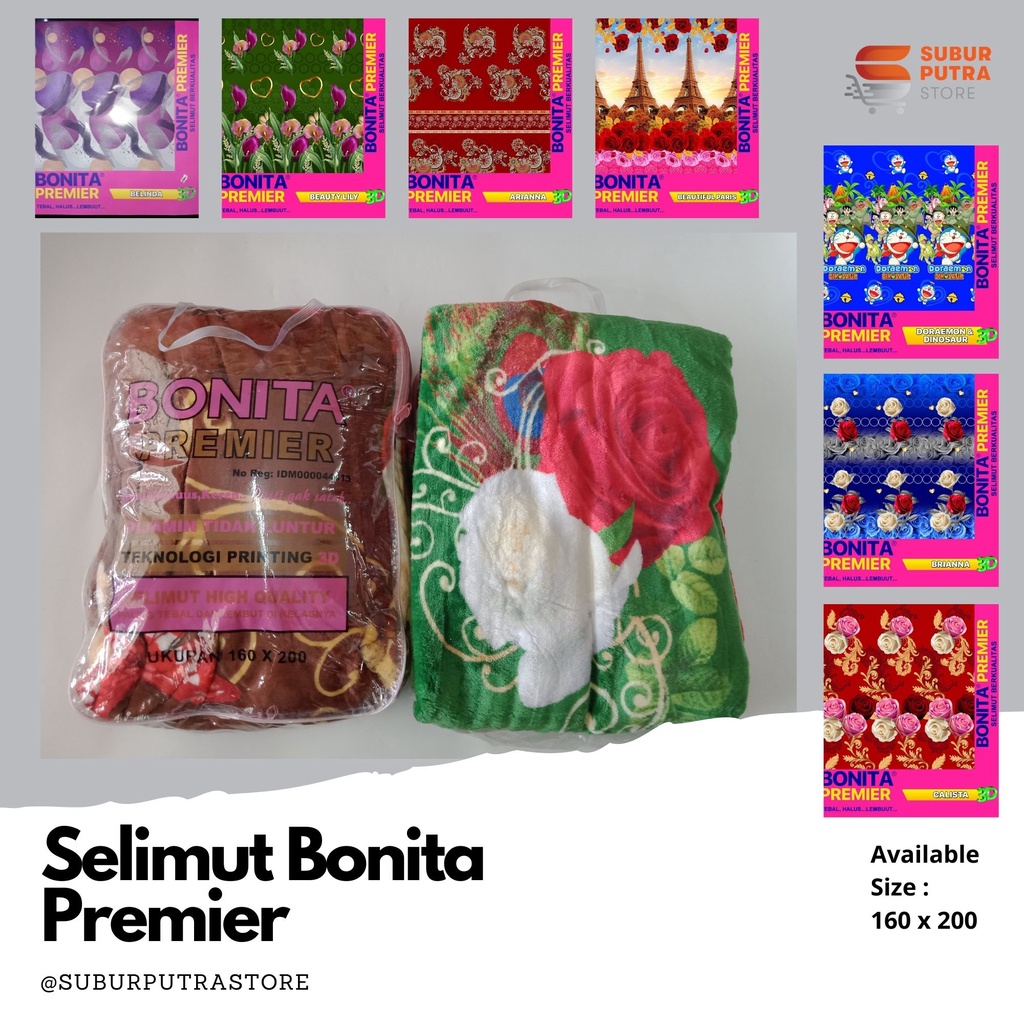 Selimut Bonita Disperse & Premier 3D VARIAN C Ukuran 160x200 cm