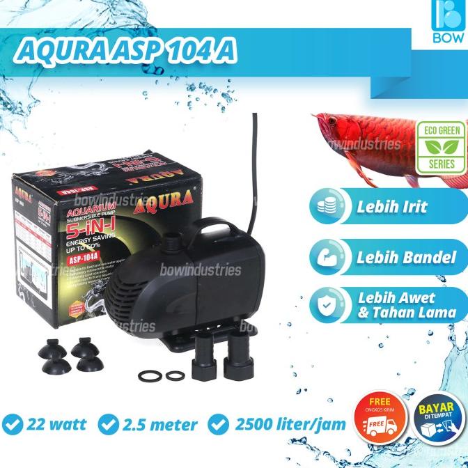 Pompa Air Celup Kolam Ikan Aquarium Aquascape Akuarium AQURA ASP 104A
