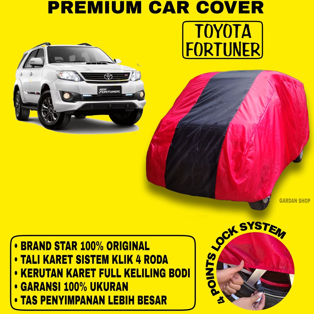 Body Cover TOYOTA FORTUNER MERAH HITAM Penutup Bodi Mobil Toyota Fortuner Waterproof PREMIUM