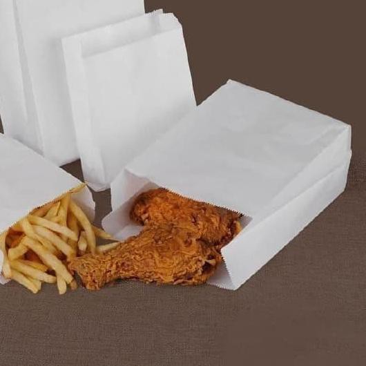 

֍ PAPER BAG SIZE M - UKURAN MEDIUM - KANTONG KERTAS ROTI - WHITE 100 PCS ☎