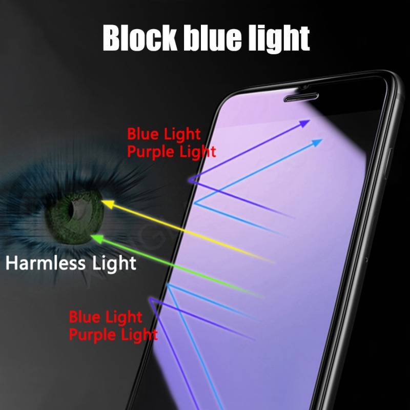 3pcs Anti Blue Ray Light 9H Tempered Glass For iPhone 11 12 Pro Max 6 S 7 8 Plus X XR X S Max  Screen Protector Eyes Care Glass