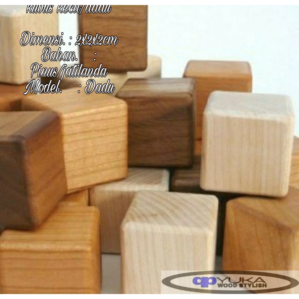 (YUKA) Balok kubus,Kotak kayu dekorasi,Cube kayu