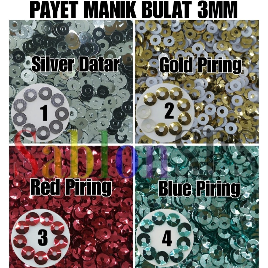 MANIK-MANIK PAYET JAHIT MOTIF BULAT 3MM