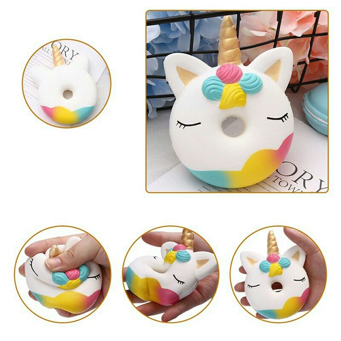 Squishy donat unicorn rainbow mainan anak squishy unicorn model donat mainan anak murah